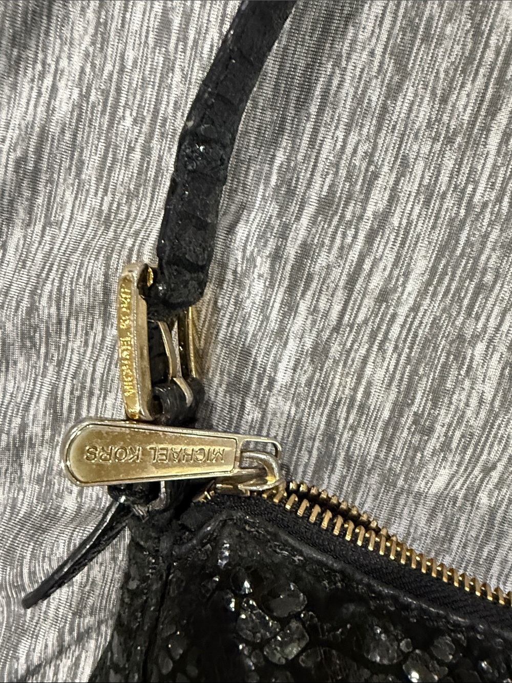 Michael Kors Black Snake-Embossed Shoulder Bag - Picture 6 of 11